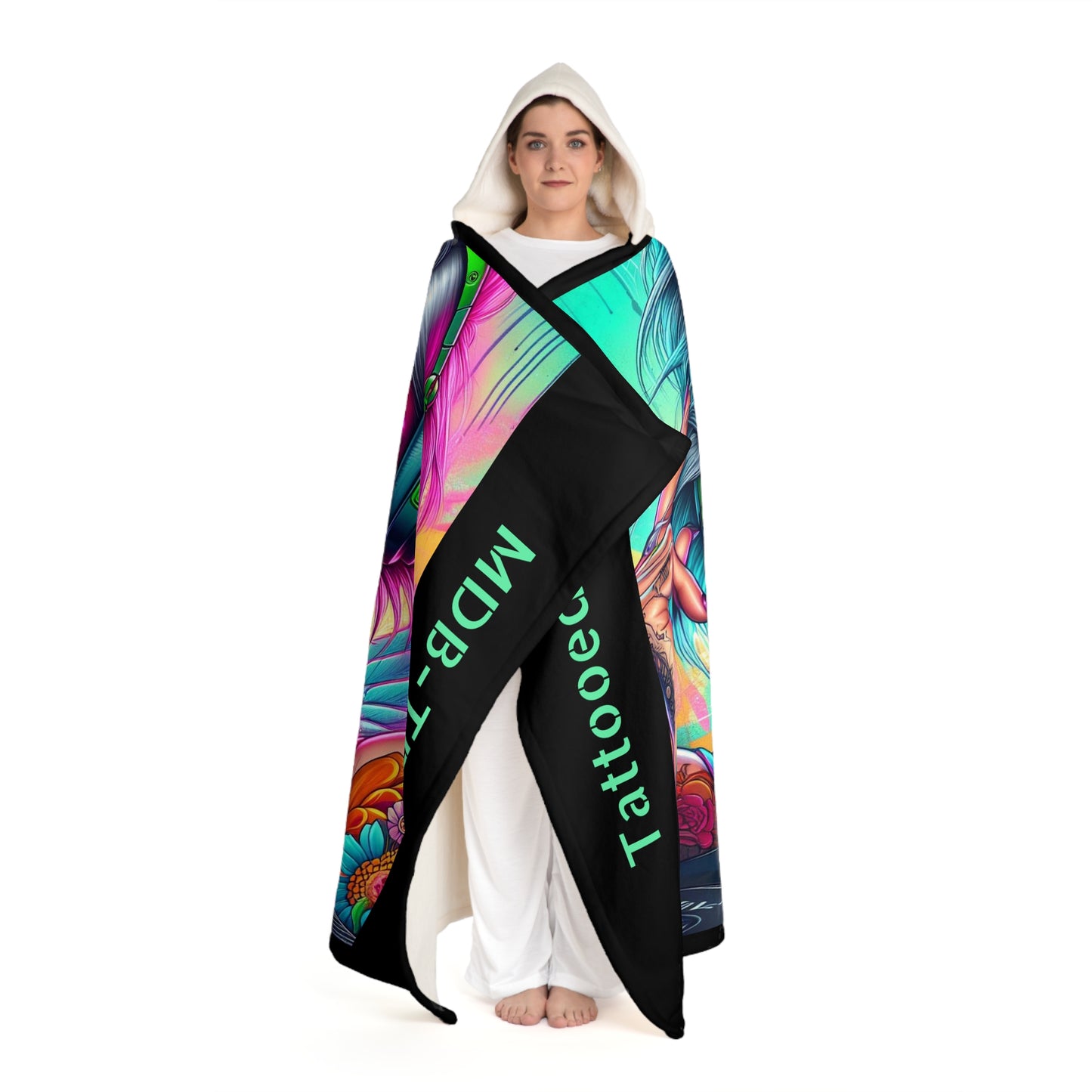 MDBTDJ#3 Hooded Sherpa Fleece Blanket Tattooed Dj's Limited Edition, All Over Prints, Tattooed Djs Shop