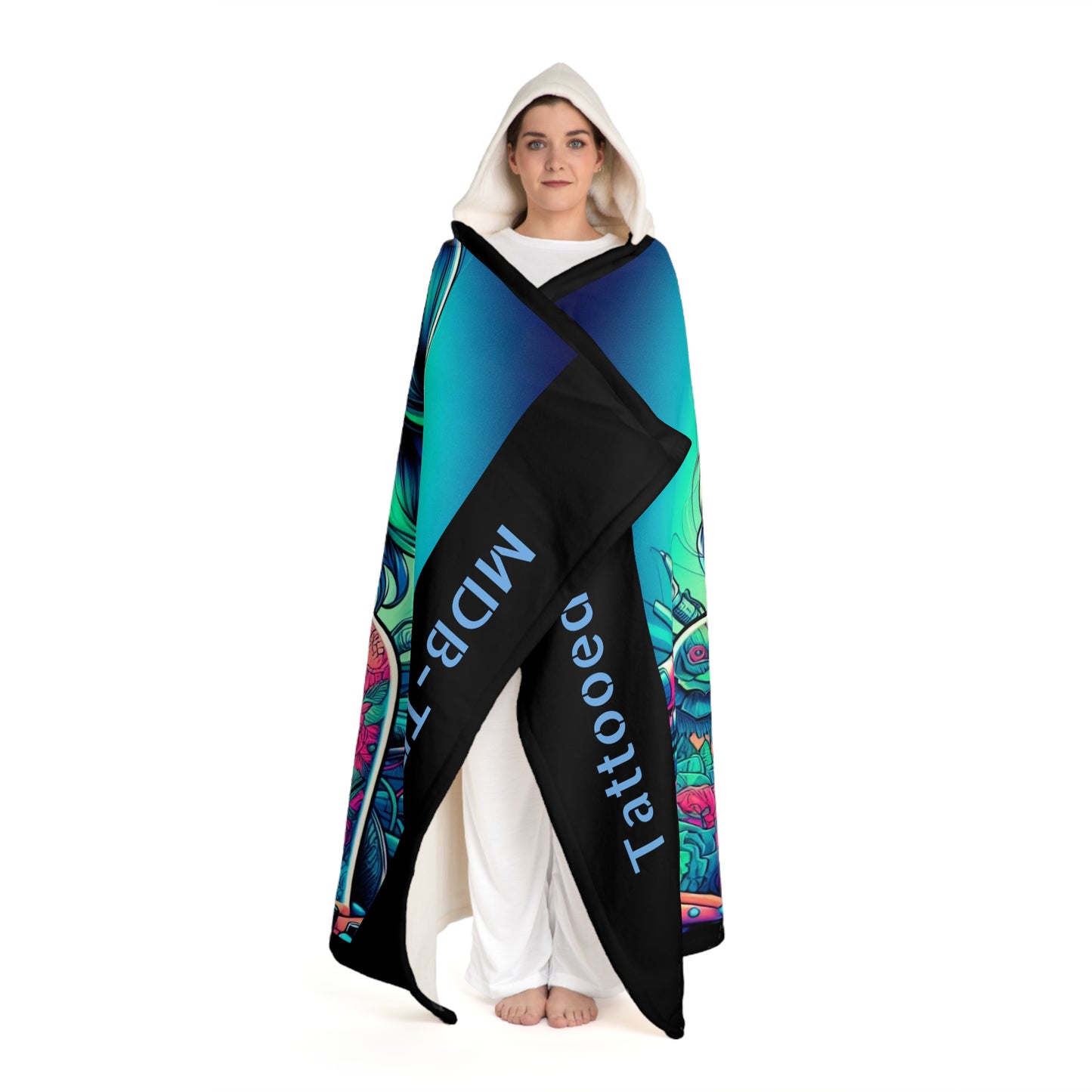 MDBTDJ#9 Hooded Sherpa Fleece Blanket Tattooed DJ's Limited Edition, All Over Prints, Tattooed Djs Shop