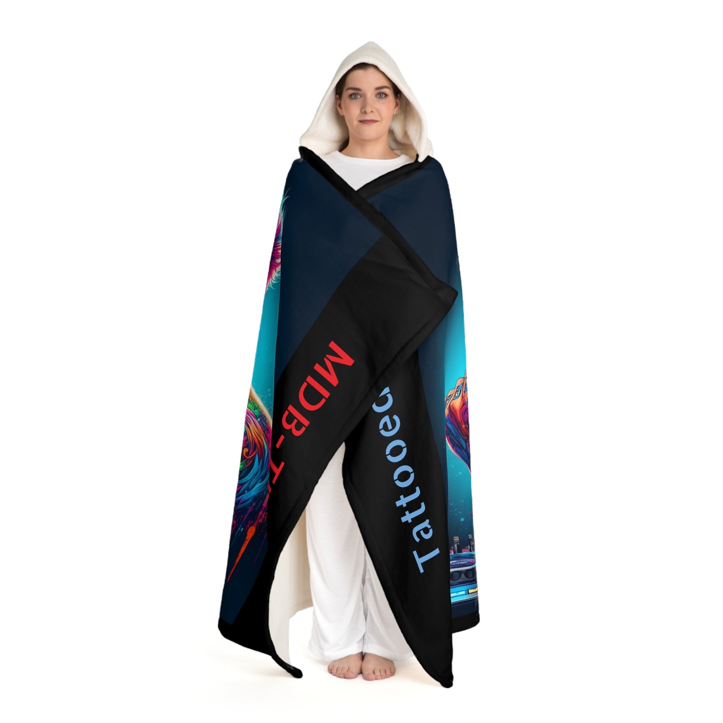 MDBTDJ#4 Hooded Sherpa Fleece Blanket Tattooed Dj's Limited Edition, All Over Prints, Tattooed Djs Shop