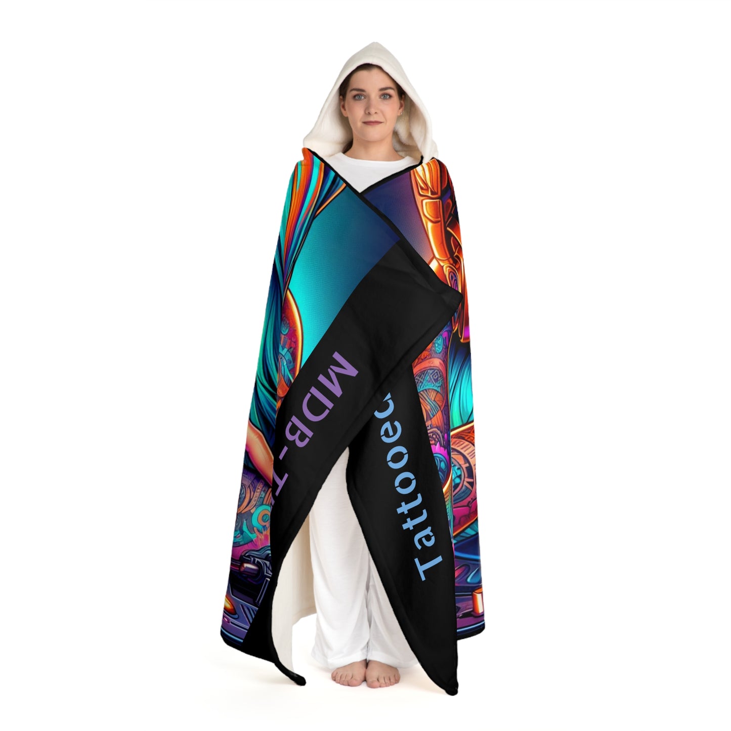 MDBTDJ#1 Hooded Sherpa Fleece Blanket Tattooed Dj's Limited Edition, All Over Prints, Tattooed Djs Shop
