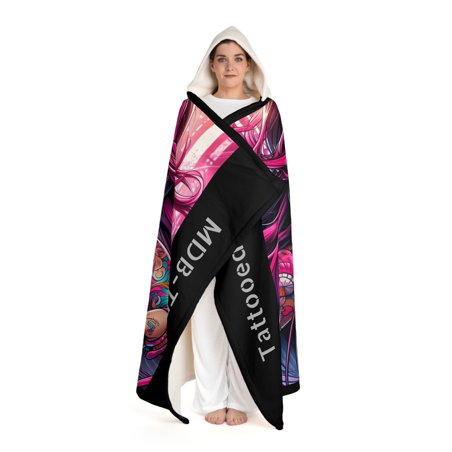 MDBTDJ#6 Hooded Sherpa Fleece Blanket Tattooed DJ's Limited Edition, All Over Prints, Tattooed Djs Shop