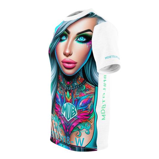 MDBTDJ#18-W Premium Tee Shirt - Tattooed Dj's Limited Edition - Unisex, All Over Prints, Tattooed Djs Shop