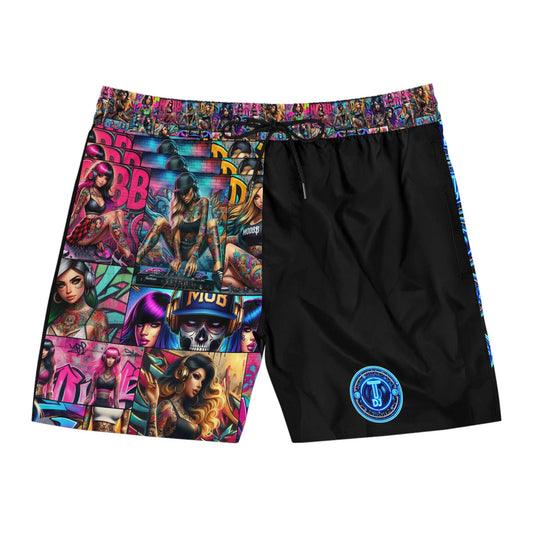 MDBTDJ#MLS1 Men's Mid-Length Swim Shorts Tattooed Dj's Limited Edition Swim Wear, All Over Prints, Tattooed Djs Shop