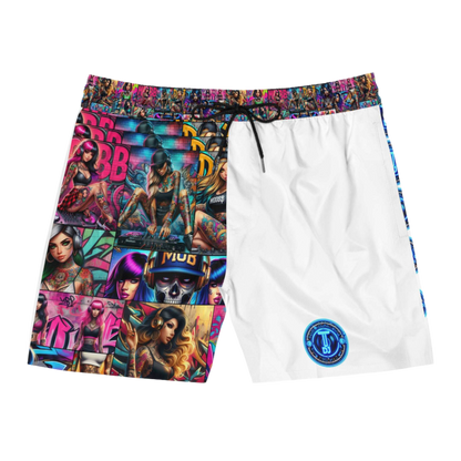 MDBTDJ#MLS1-W Men's Mid-Length Swim Shorts Tattooed Dj's Limited Edition, Shorts, Shorts, Tattooed Djs Shop