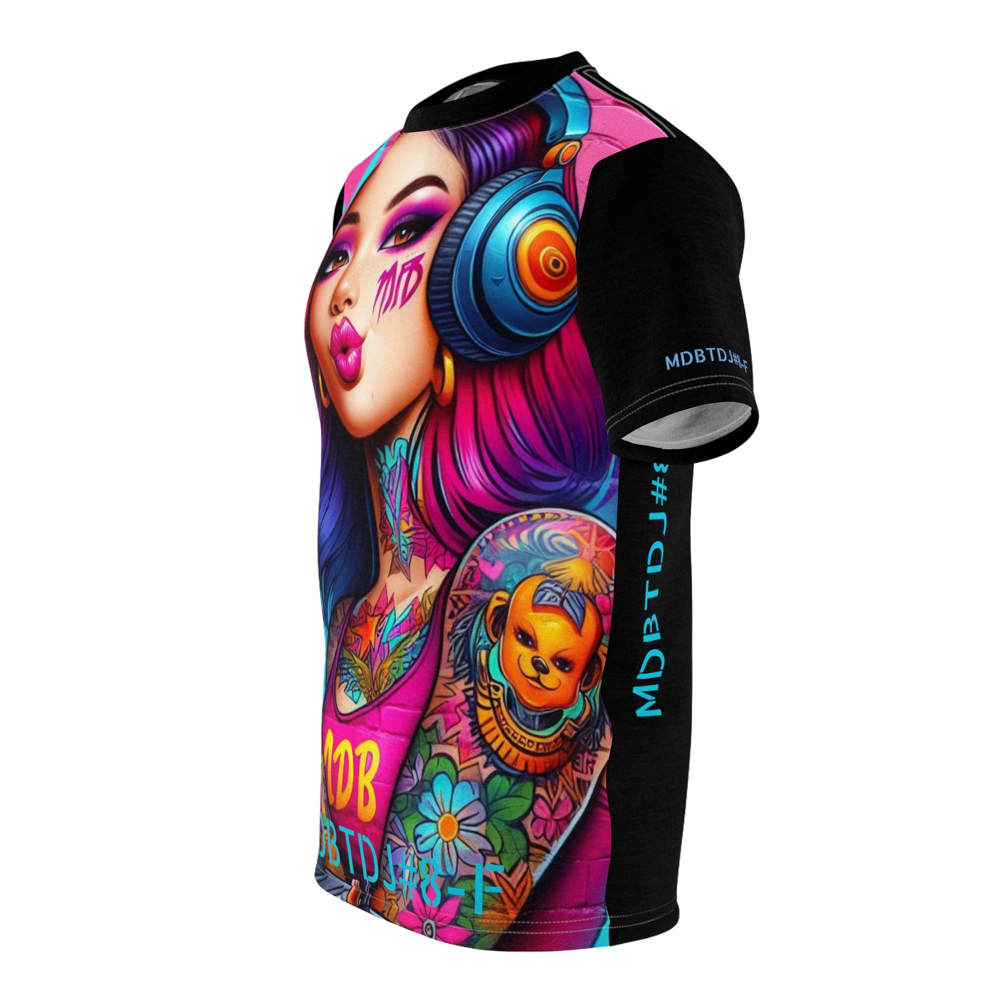 MDBTDJ#8-F Premium Tee Shirt - Tattooed Dj's Limited Edition - Unisex, All Over Prints, Tattooed Djs Shop