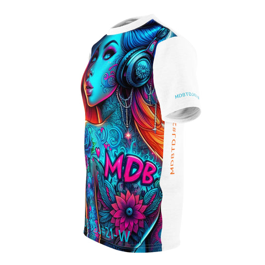 MDBTDJ#21-W Premium Art Tee Shirt - Tattooed Dj's Limited Edition - Unisex, All Over Prints, Tattooed Djs Shop