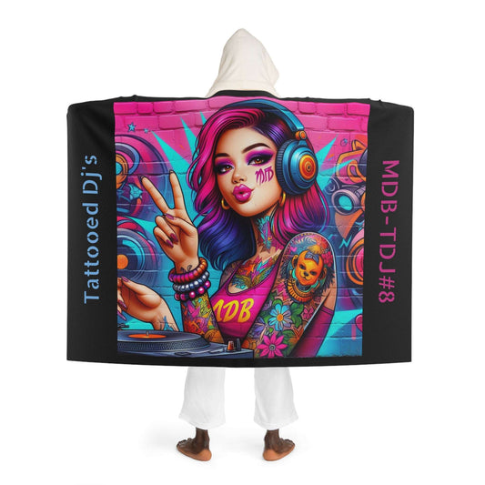 MDBTDJ#8 Hooded Sherpa Fleece Blanket Tattooed DJ's Limited Edition, All Over Prints, Tattooed Djs Shop