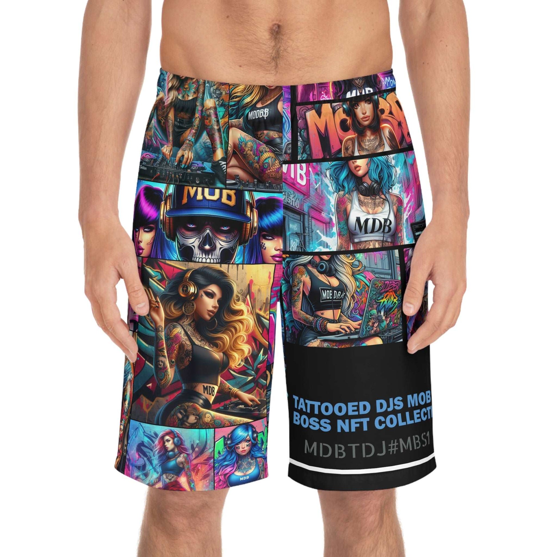 MDBTDJ#MBS1 Men's Board Shorts Tattooed Dj's Limited Edition Swim Wear, All Over Prints, Tattooed Djs Shop