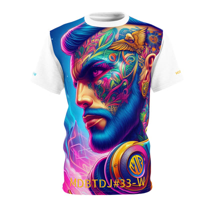 MDBTDJ#33-W Premium Art Tee Shirt - Tattooed Dj's Limited Edition - Unisex, All Over Prints, Tattooed Djs Shop