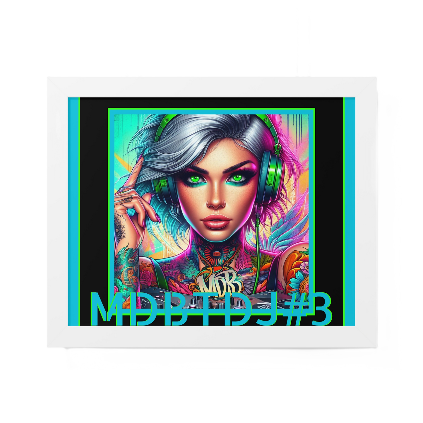 MDBTDJ#3 20x16 Tattooed Dj's LE Framed Horizontal Poster Wall Decor