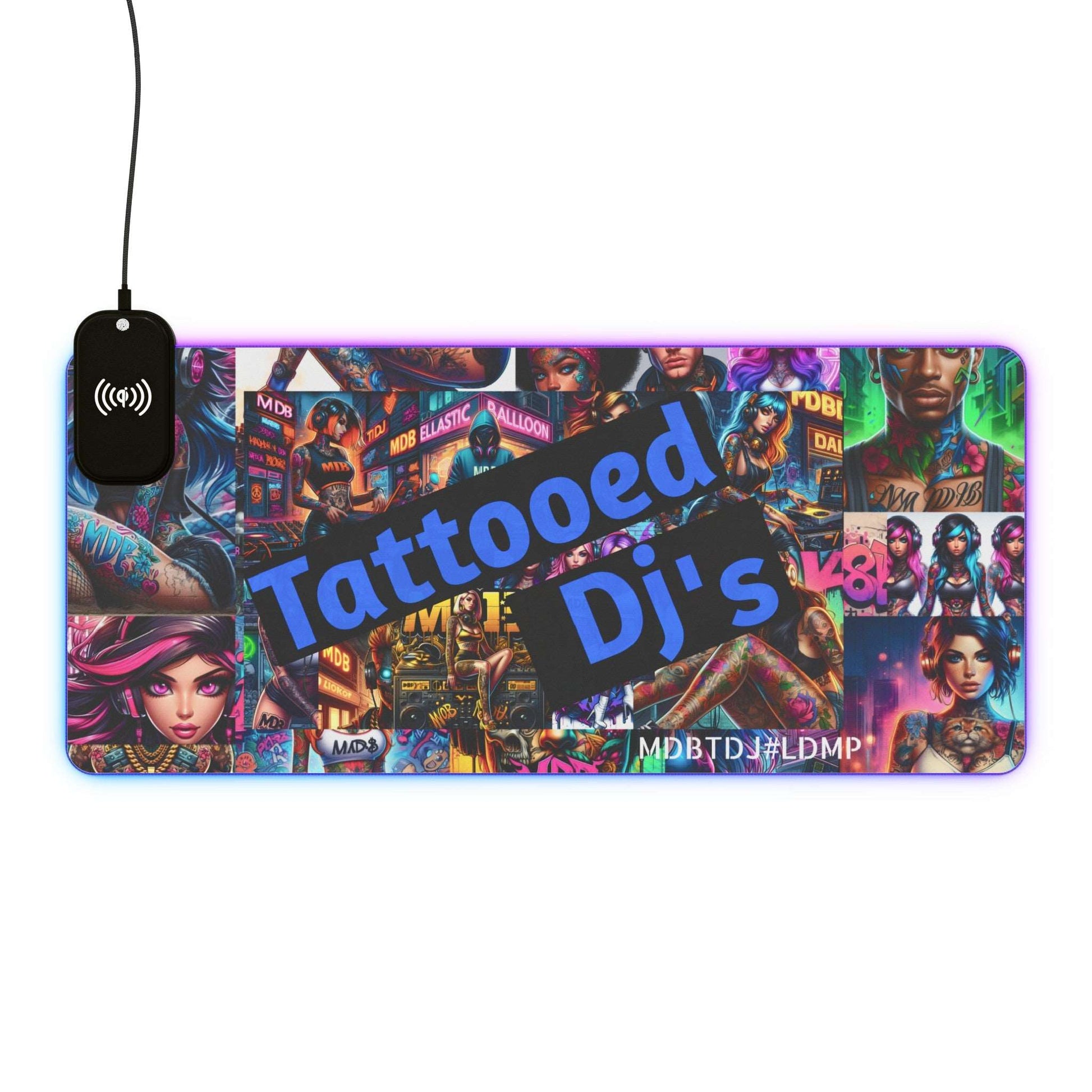 MDBTDJ#LDMP LED Gaming Mouse Pad, Wireless Charging Tattooed Dj's Limited Edition, Home Decor, Tattooed Djs Shop