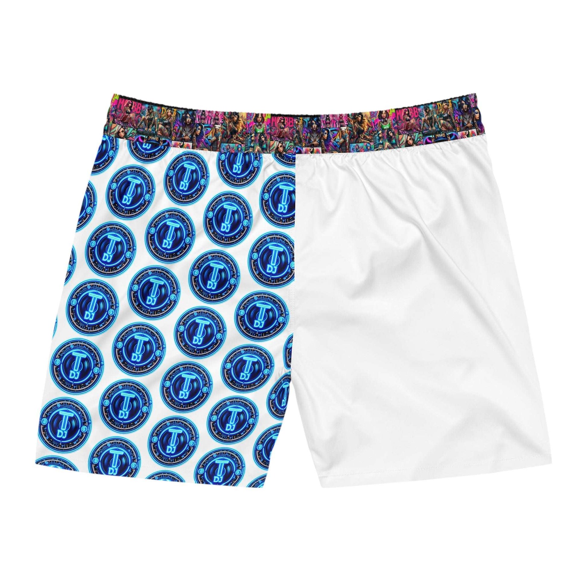 MDBTDJ#MLS1-W Men's Mid-Length Swim Shorts, All Over Prints, Tattooed Djs Shop