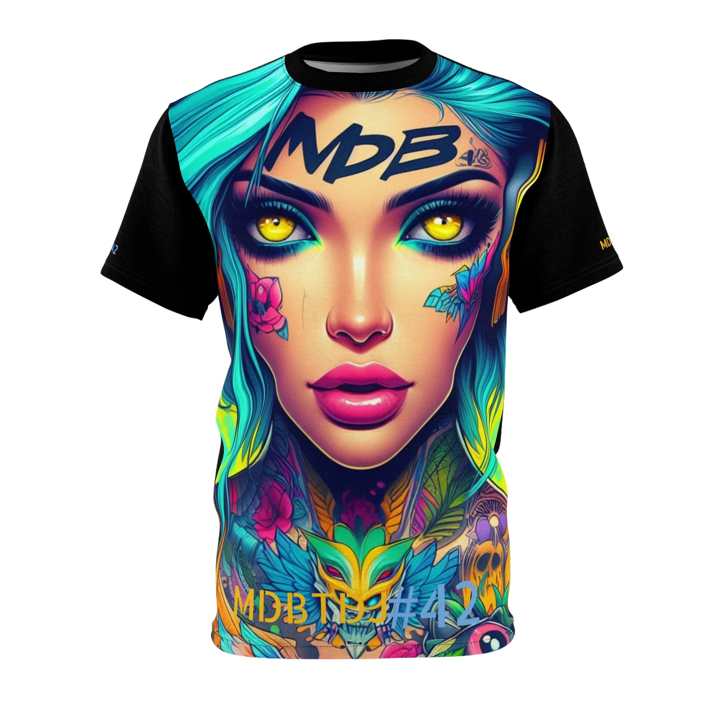 MDBTDJ#42 Premium Tee Shirt - Unisex Tattooed Dj's Limited Edition, All Over Prints, Tattooed Djs Shop