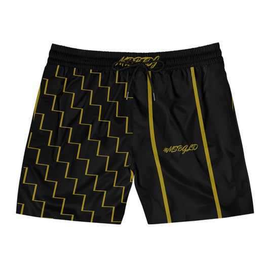 MDBTDJ#MSBGLD Men's Mid-Length Swim Shorts, Shorts, Shorts, Tattooed Djs Shop