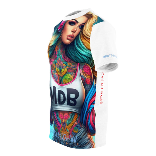 MDBTDJ#23-W Premium Art Tee Shirt - Tattooed Dj's Limited Edition - Unisex, All Over Prints, Tattooed Djs Shop
