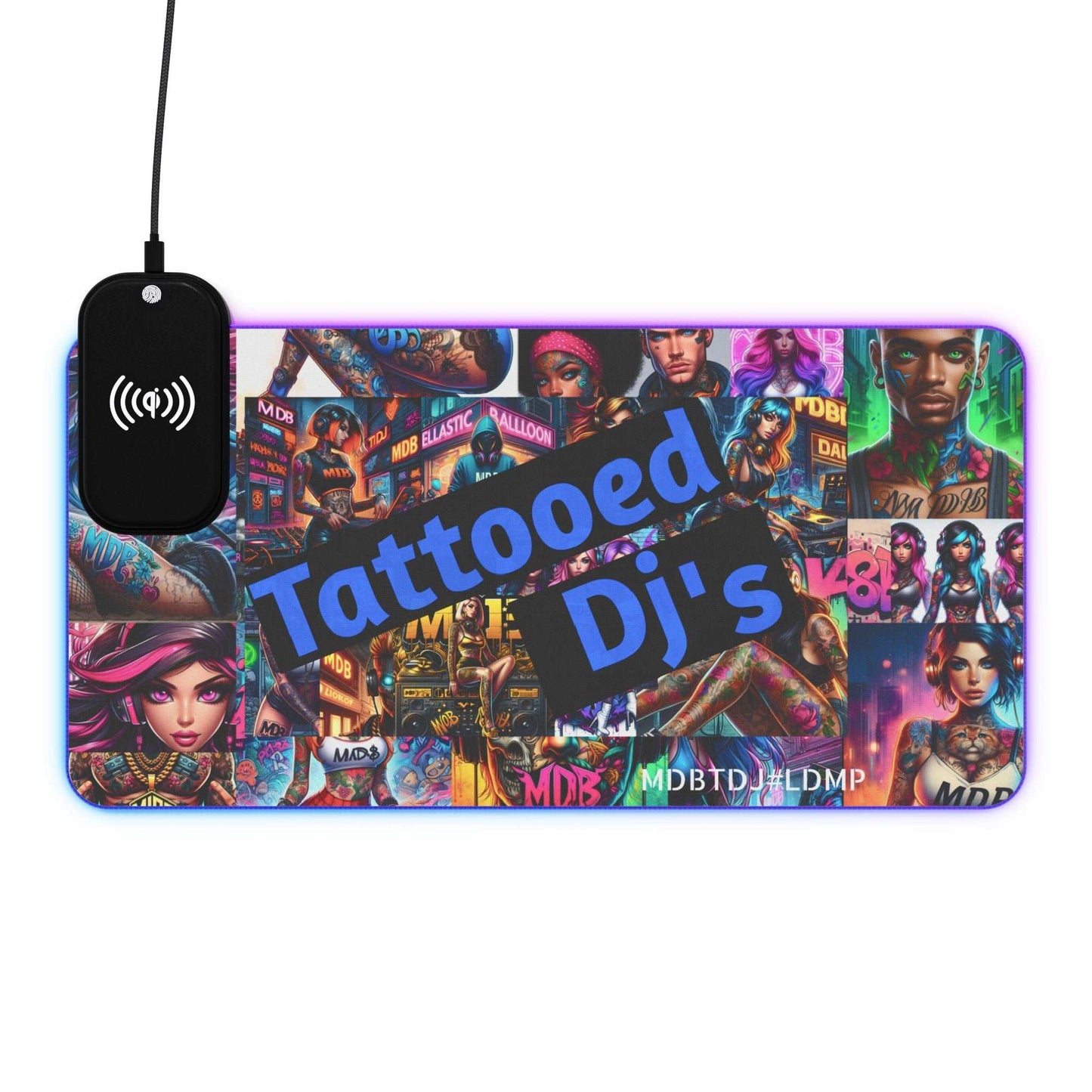 MDBTDJ#LDMP LED Gaming Mouse Pad, Wireless Charging Tattooed Dj's Limited Edition, Home Decor, Tattooed Djs Shop