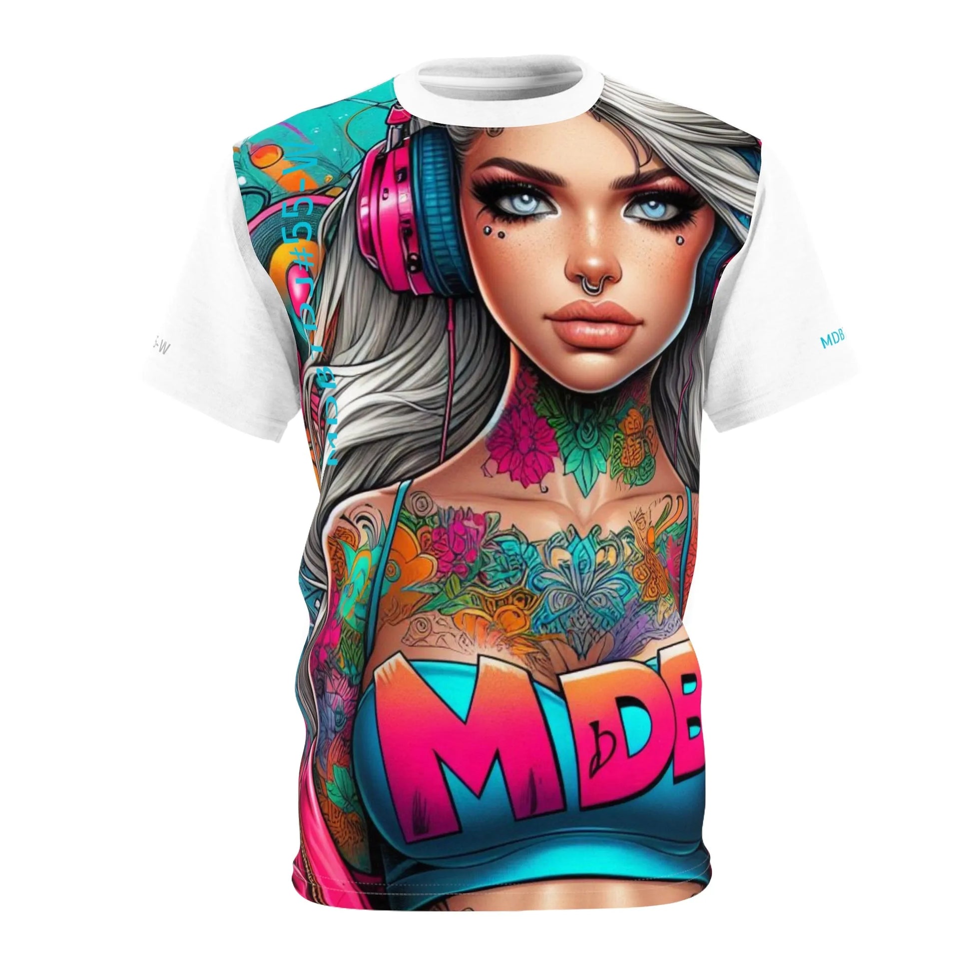 MDBTDJ#55-W Premium Art Tee Shirt - Tattooed Dj's Limited Edition - Unisex, All Over Prints, Tattooed Djs Shop