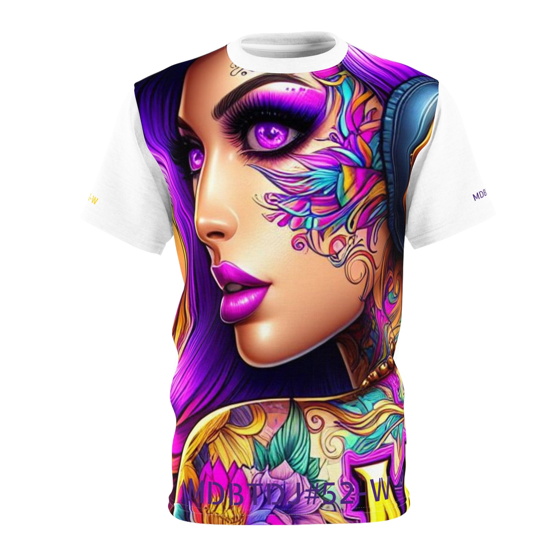 MDBTDJ#52-W Premium Art Tee Shirt - Tattooed Dj's Limited Edition - Unisex, All Over Prints, Tattooed Djs Shop