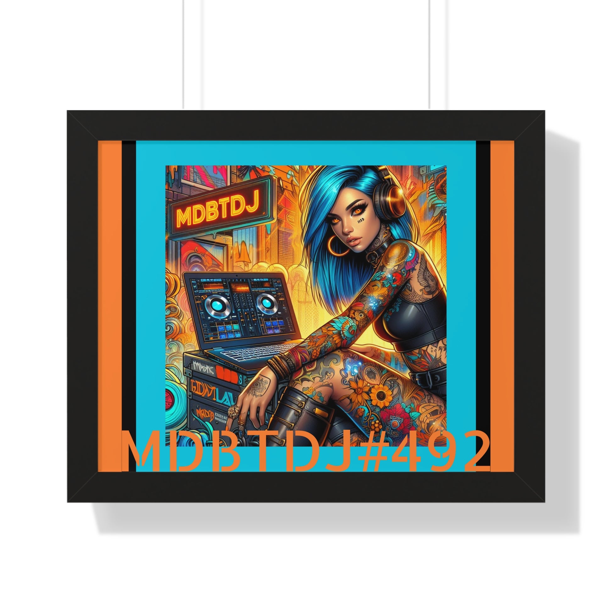 MDBTDJ#492 20x16 Tattooed Dj's Framed Horizontal Poster Wall Decor, Poster, Tattooed Djs Shop