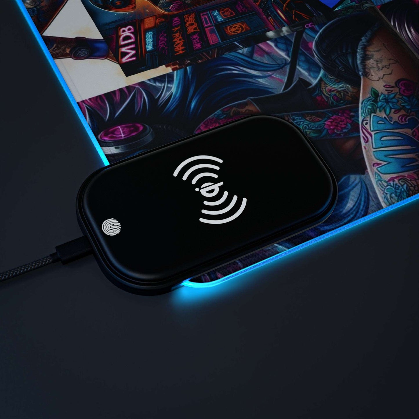 MDBTDJ#LDMP LED Gaming Mouse Pad, Wireless Charging Tattooed Dj's Limited Edition, Home Decor, Tattooed Djs Shop