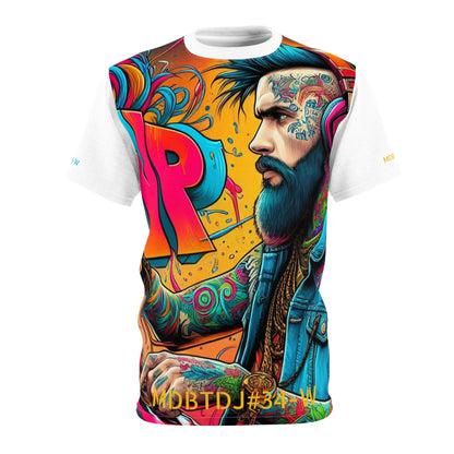 MDBTDJ#34-W Premium Art Tee Shirt - Tattooed Dj's Limited Edition - Unisex, All Over Prints, Tattooed Djs Shop